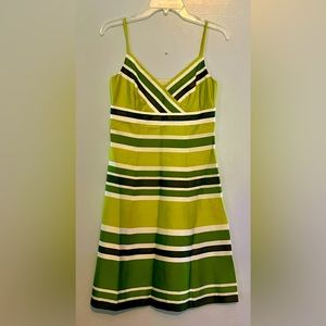 Ann Taylor green stripe spaghetti strap mid-thigh dress